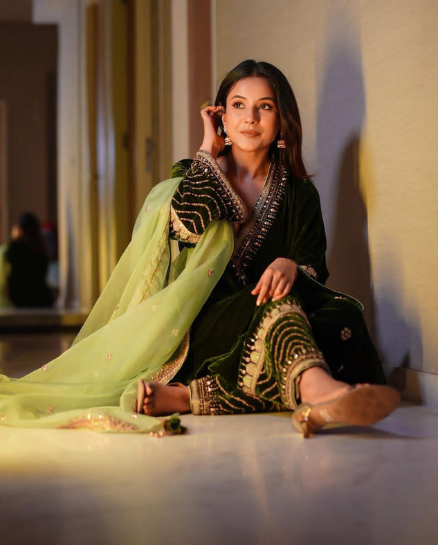 Shehnaz Gill’s Latest Launched Velvet Suit