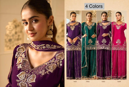 Premium Georgette Silk Suit With Crushed Fabric Sharara 42/44