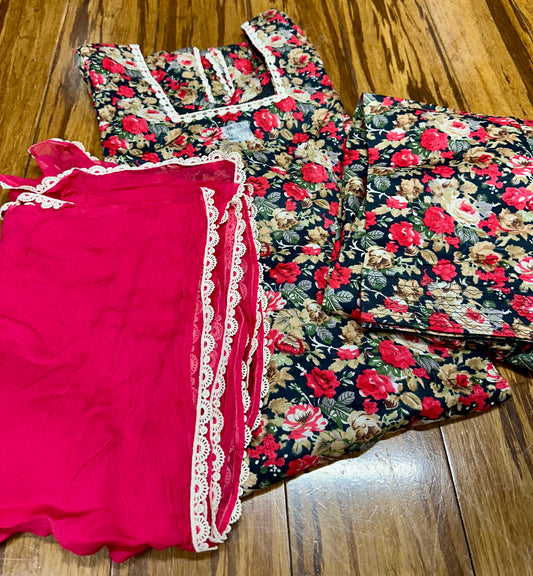 Beautiful Printed Salwar Suit With Chiffon Dupatta 40/42 D2