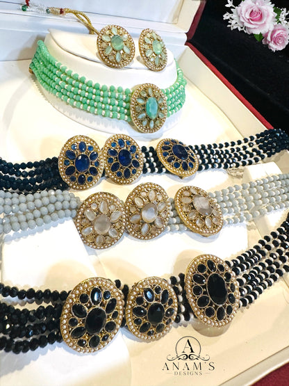 Monalisa Stoned Best Quality Choker Set (Simple)