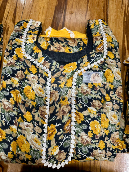 Beautiful Custom Designed Printed Allover Salwar Suit Yellow (Y)1-8