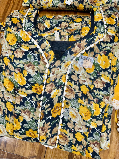 Beautiful Custom Designed Printed Allover Salwar Suit Yellow (Y)1-8