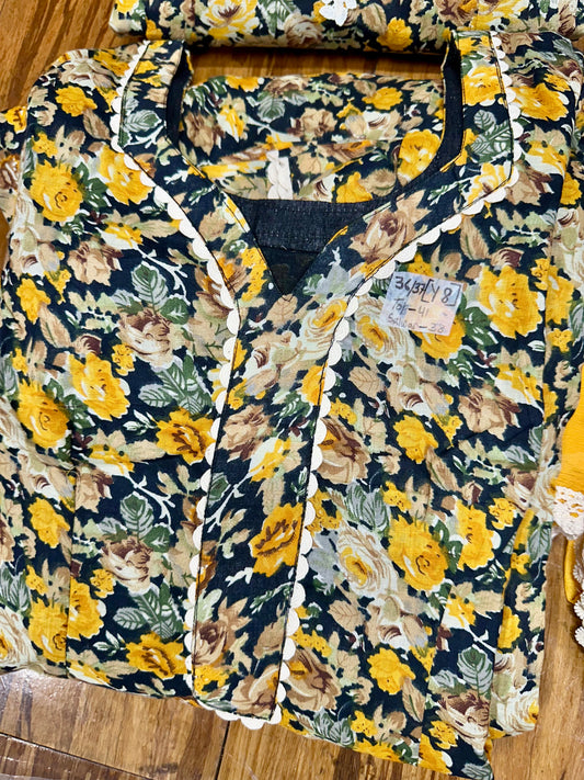 Beautiful Custom Designed Printed Allover Salwar Suit Yellow (Y)1-8