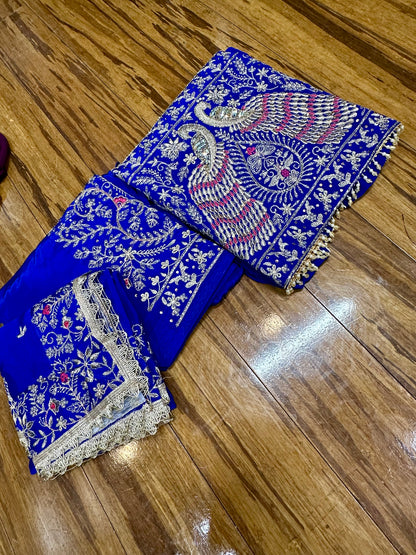 Fully Hand Embroidered Peacock Design Bridal Suit 42/44 (upto 48 margin)