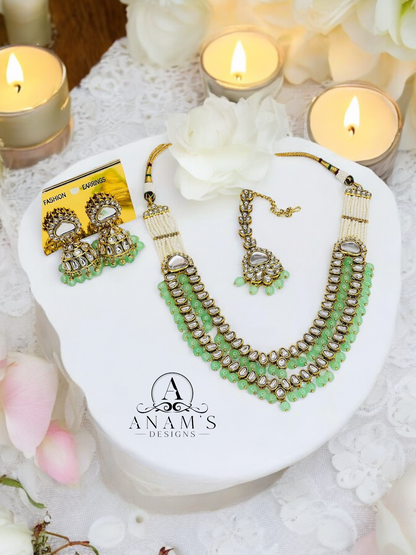 Stylish Kundan Long Necklace Set
