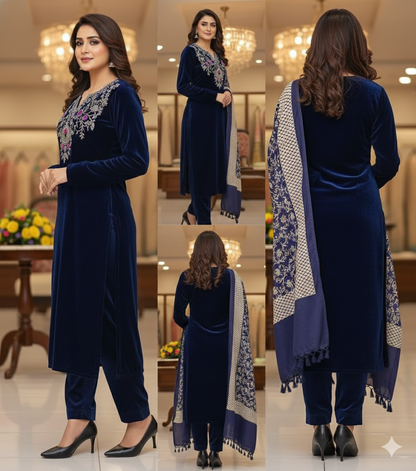 Beautiful Extra Soft Simple Straight Suit 3pcs (Cord Set)