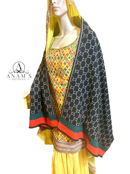 Designer Double Sided Cashmere Shawl (Unisex)
