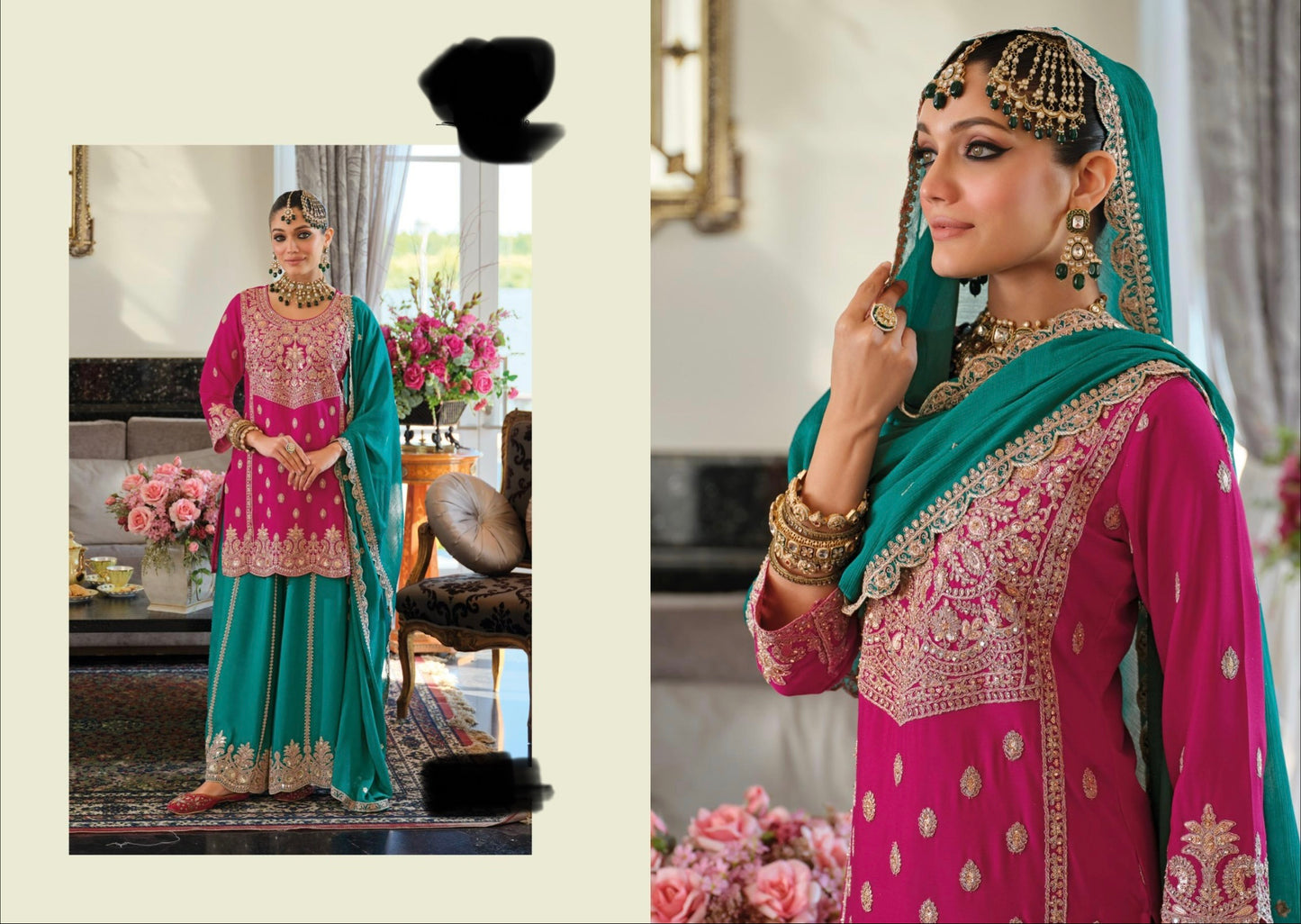 Stylish Pakistani Style Sharara SuitReady-To-Wear 42/44
