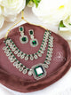 Moissanite With Emerald Classy Necklace Set (Green)