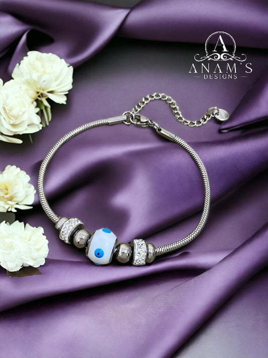 Stainless Steel Stylish Bracelet With Blessing Bead (Pandora Style)