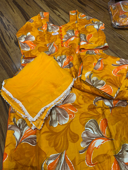 Trending Printed Allover Suit With Pure Chiffon Dupatta (Designs 1-8)