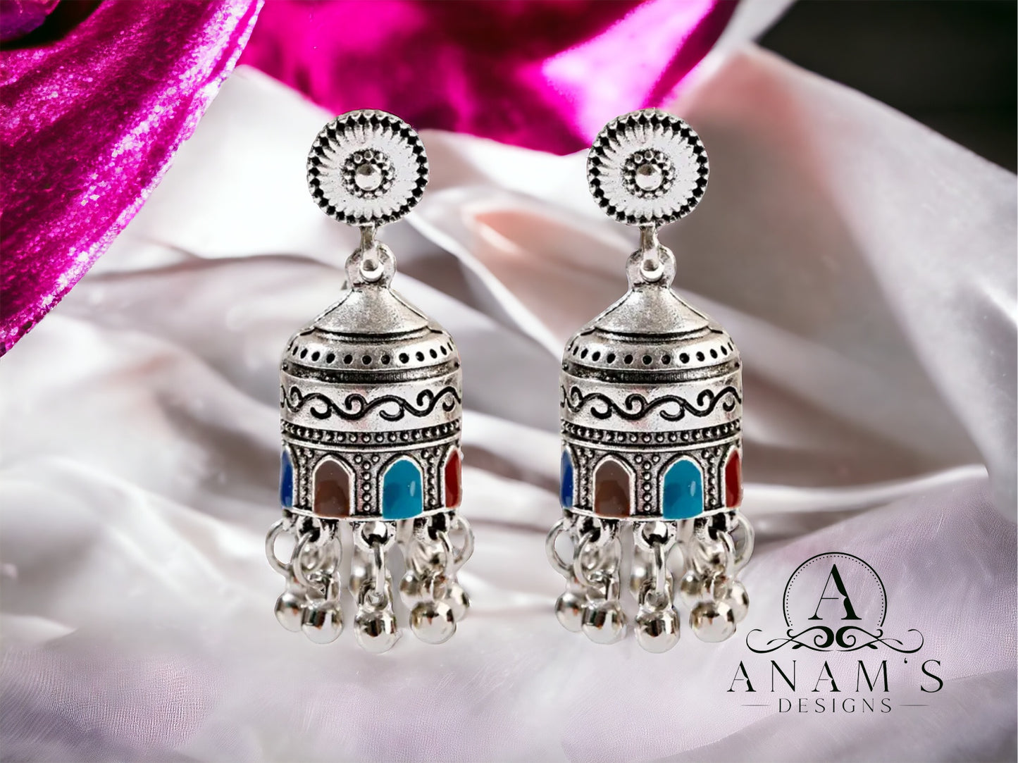 Stylish Small Meena Jhumkis