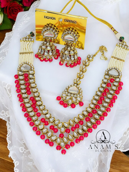 Stylish Kundan Long Necklace Set