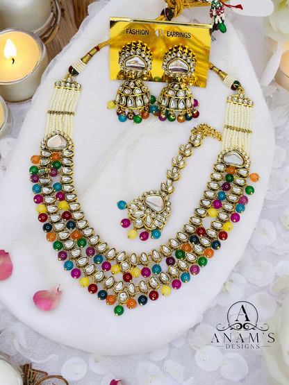 Stylish Kundan Long Necklace Set