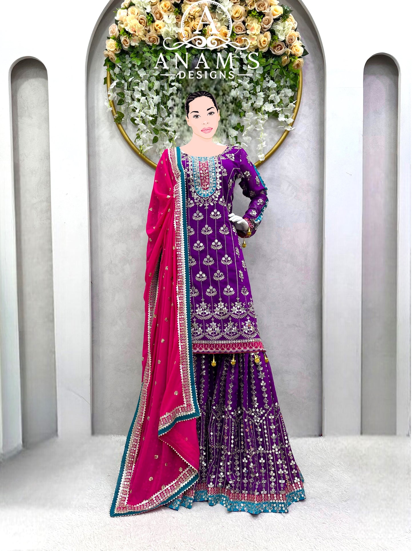 Designer Pakistani Sharara Suit (40/42)