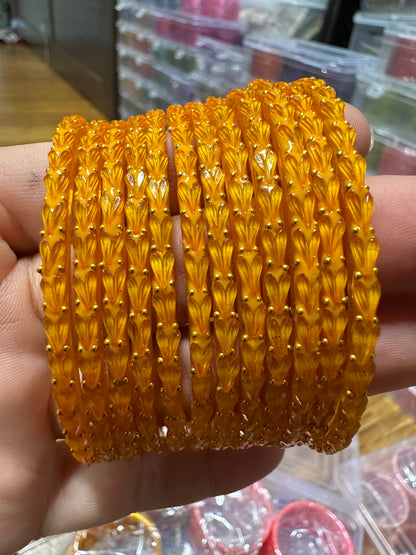 Handcrafted Heart Textured Glass Bangles