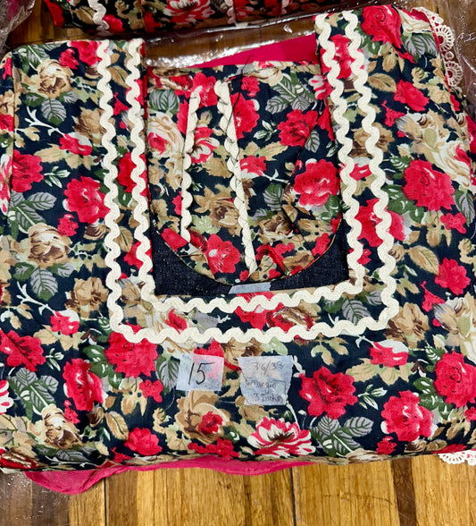 Allover Cambric cotton salwar suit with pure chiffon dupatta (36/38) D15