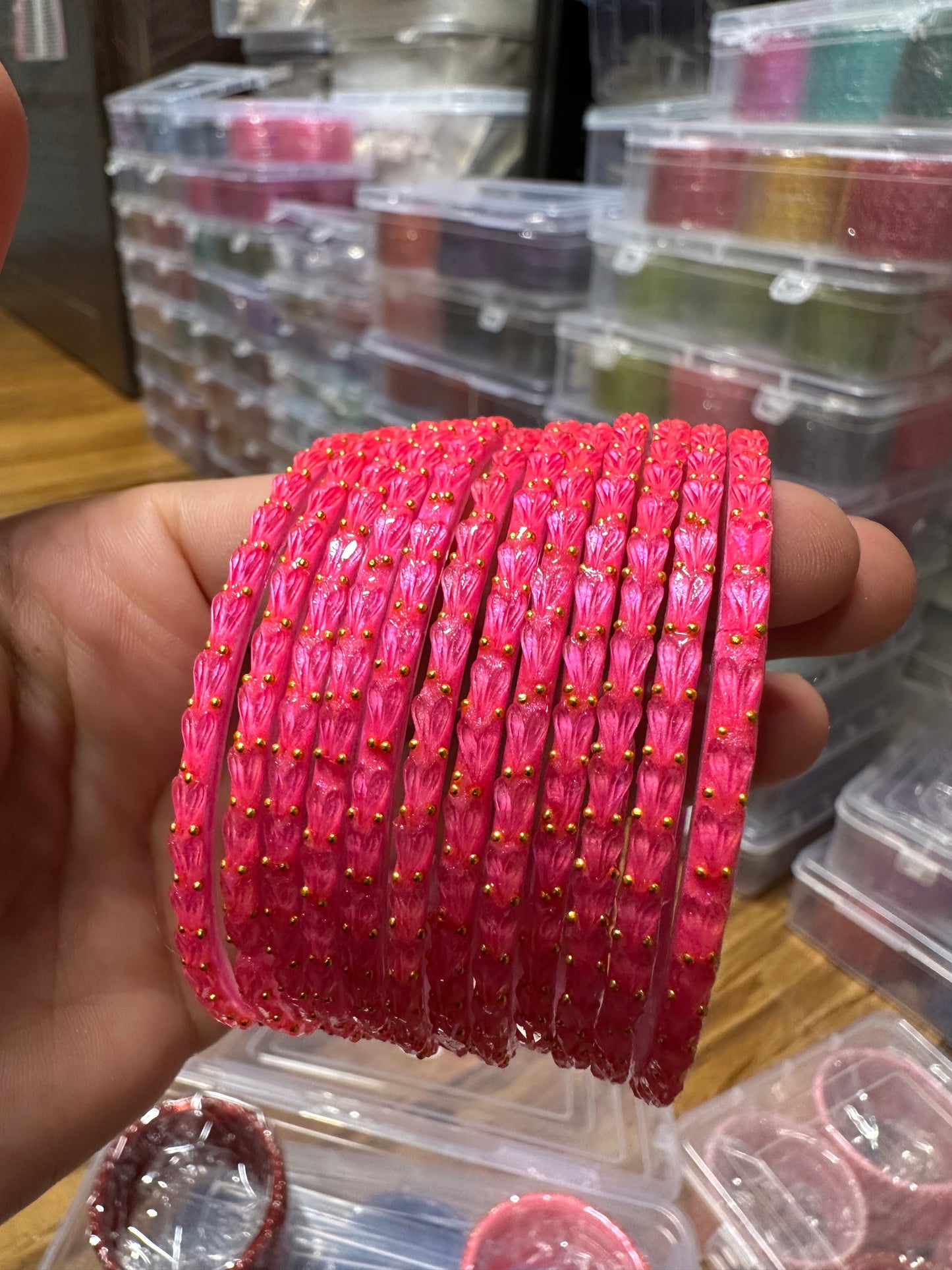 Handcrafted Heart Textured Glass Bangles