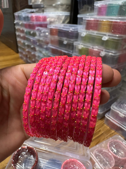 Handcrafted Heart Textured Glass Bangles