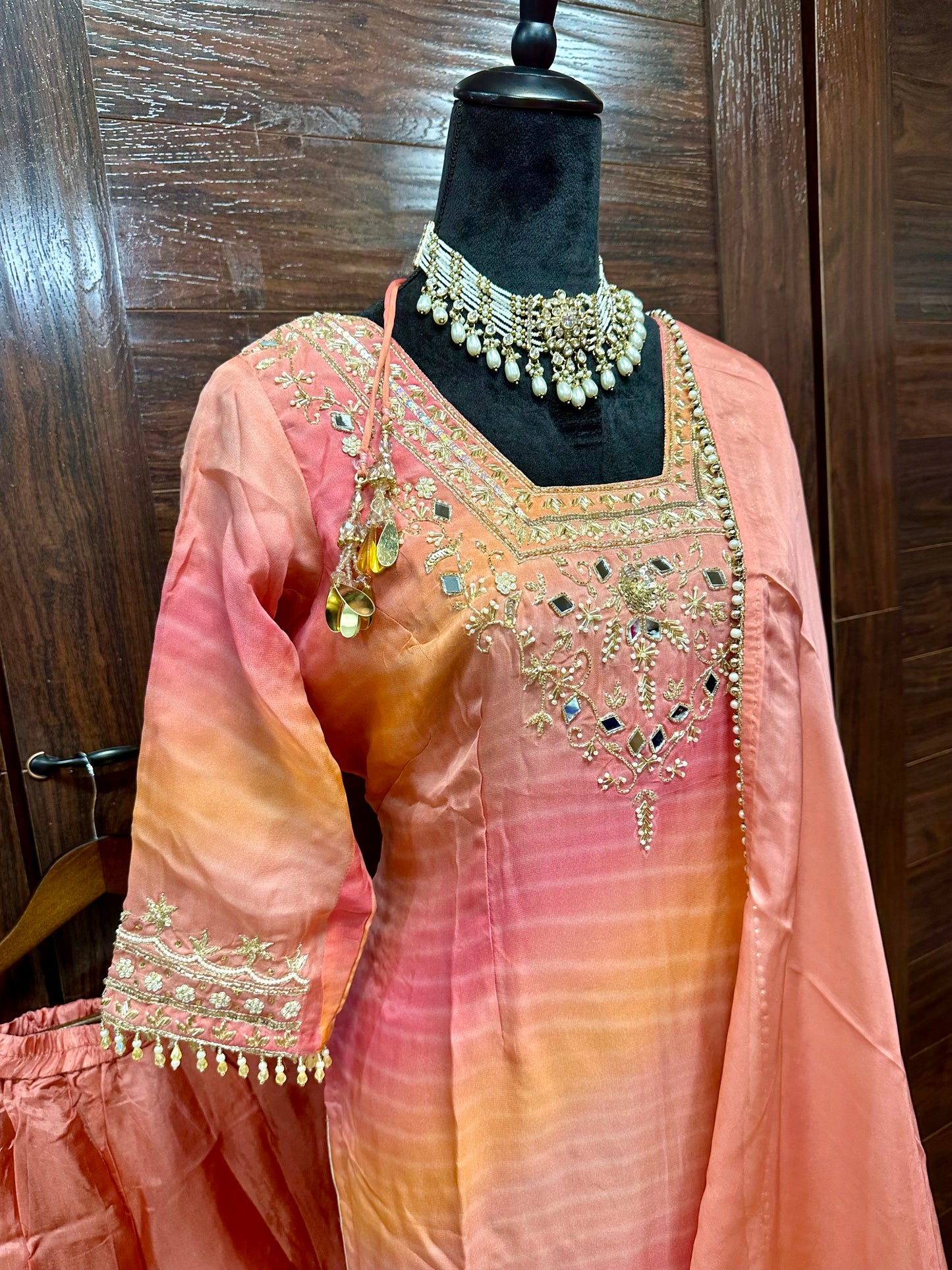 Stylish Handwork/Mirror Work Sharara Suit 44 Ready