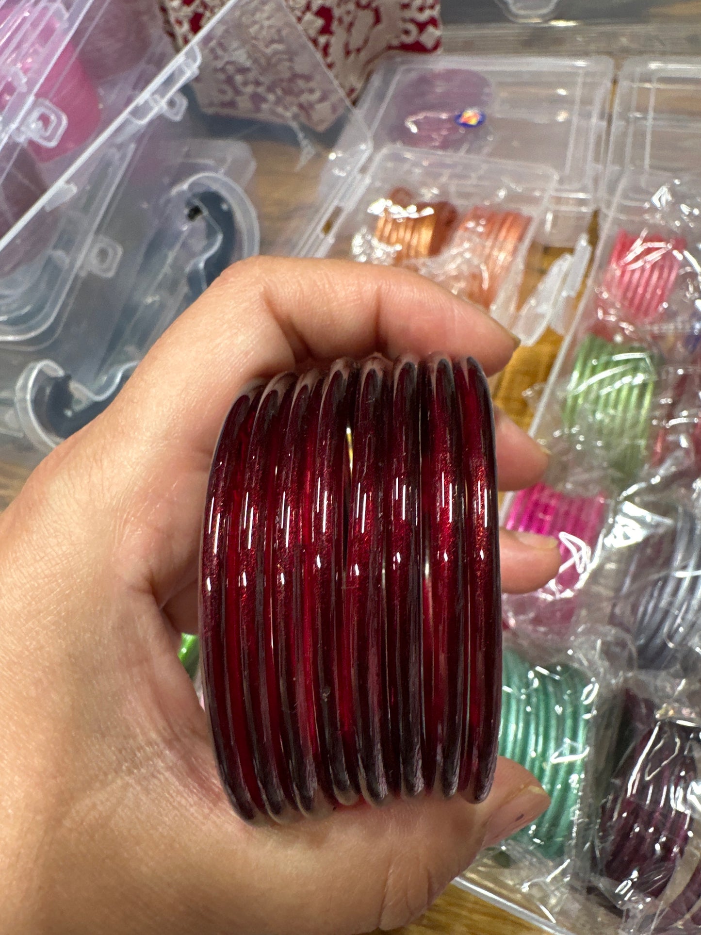 Luminous Fiber-Optic Jelly Glass Bangles