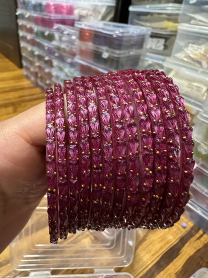 Handcrafted Heart Textured Glass Bangles
