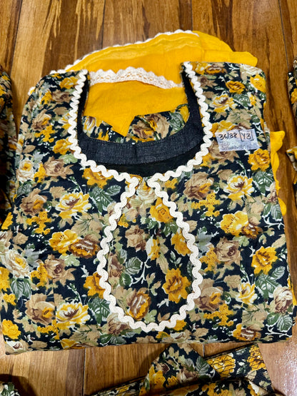 Beautiful Custom Designed Printed Allover Salwar Suit Yellow (Y)1-8
