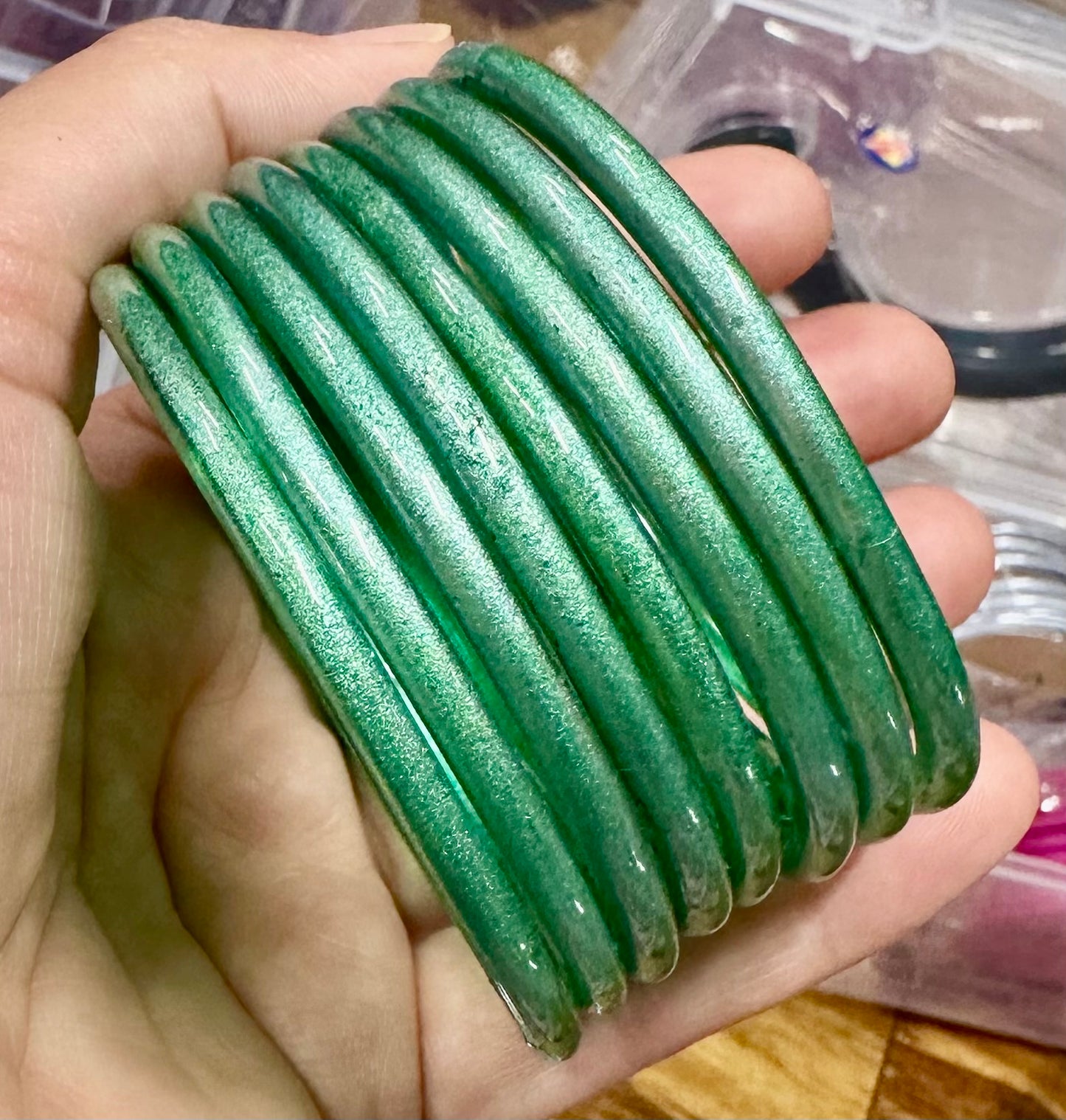 Luminous Fiber-Optic Jelly Glass Bangles