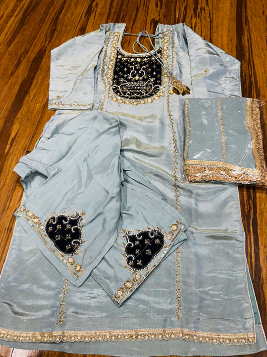 Trending Hand Embroidered Shimmer Fabric Suit image 3