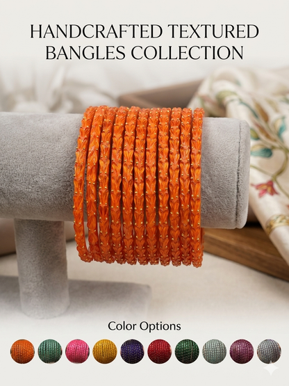 Handcrafted Heart Textured Glass Bangles
