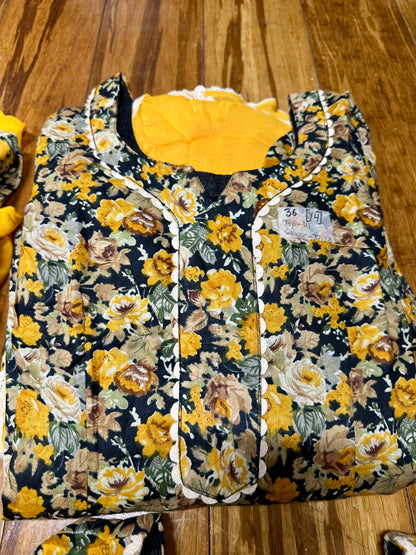 Beautiful Custom Designed Printed Allover Salwar Suit Yellow (Y)1-8