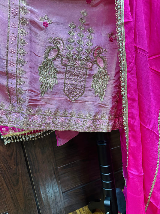 Beautiful Peacock Concept Hand Embroidered Suit 40 Ready (46 w/Margin)