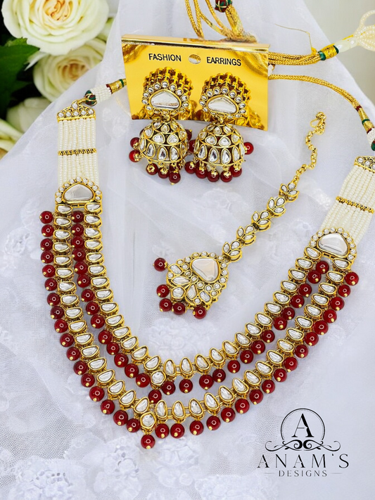 Stylish Kundan Long Necklace Set