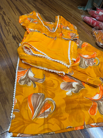 Trending Printed Allover Suit With Pure Chiffon Dupatta (Designs 1-8)