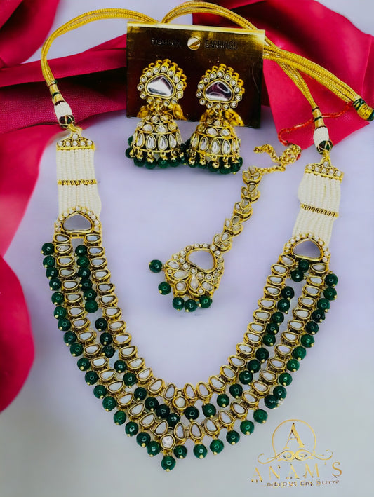 Stylish Kundan Long Necklace Set