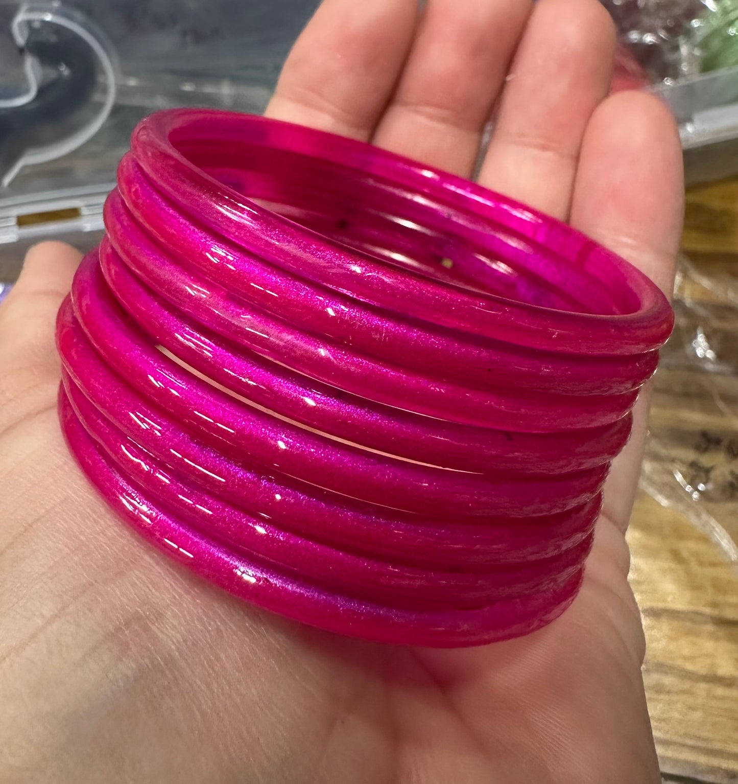 Luminous Fiber-Optic Jelly Glass Bangles