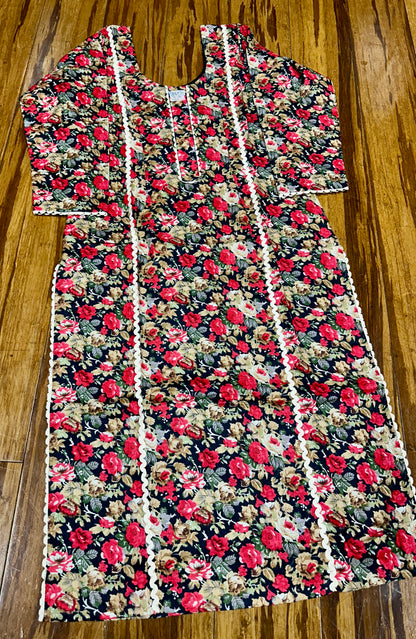 Printed Cambric Cotton Salwar Suit With Pure Chiffon Dupatta 38 Ready D11