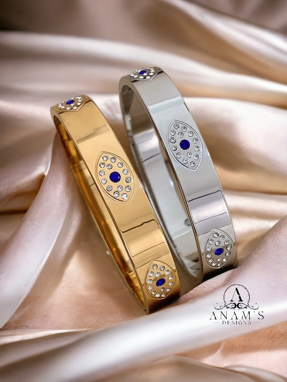 Evil Eye Protection 18K Gold-Plated Bangle Bracelet (Openable) Style3