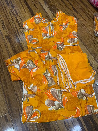 Trending Printed Allover Suit With Pure Chiffon Dupatta (Designs 1-8)
