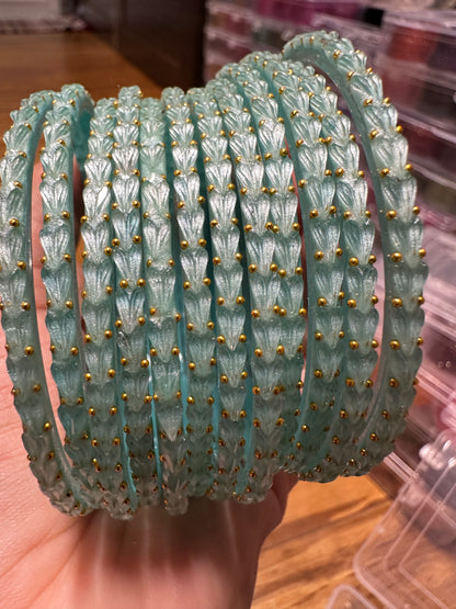 Handcrafted Heart Textured Glass Bangles