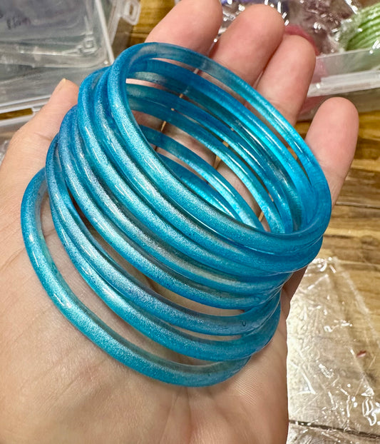 Luminous Fiber-Optic Jelly Glass Bangles (6-8 Bangles)