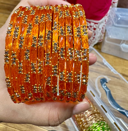 Beautiful Leaf Design Jelly Glass Bangles
