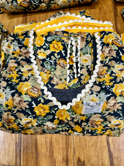 Beautiful Custom Designed Printed Allover Salwar Suit Yellow (Y)1-8