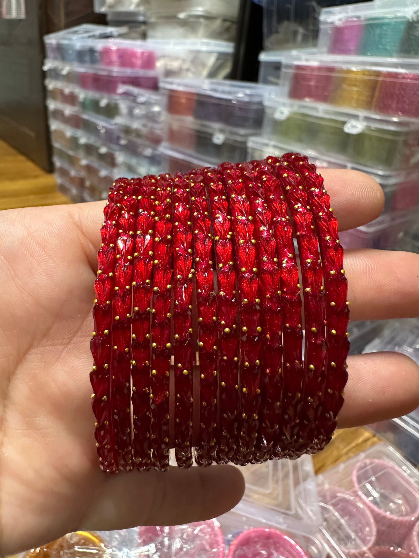 Handcrafted Heart Textured Glass Bangles