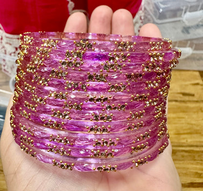 Beautiful Leaf Design Jelly Glass Bangles