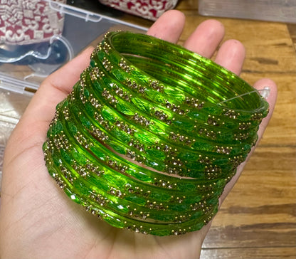Beautiful Leaf Design Jelly Glass Bangles