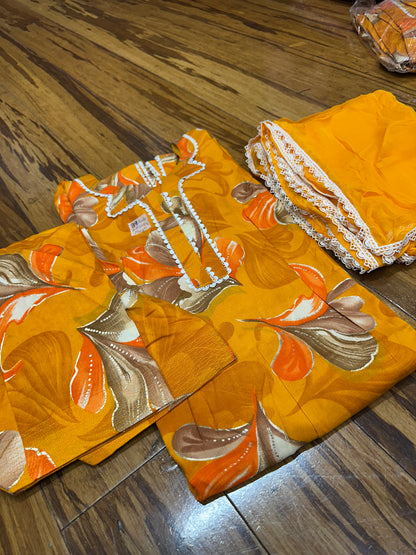Trending Printed Allover Suit With Pure Chiffon Dupatta (Designs 1-8)