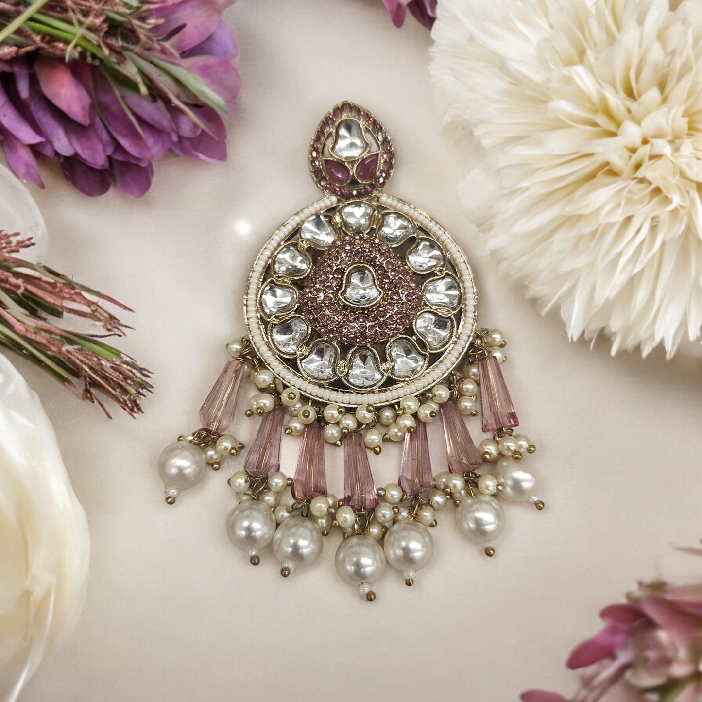 Extremely Lightweight Earring (Kundan Polki)