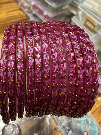 Handcrafted Heart Textured Glass Bangles
