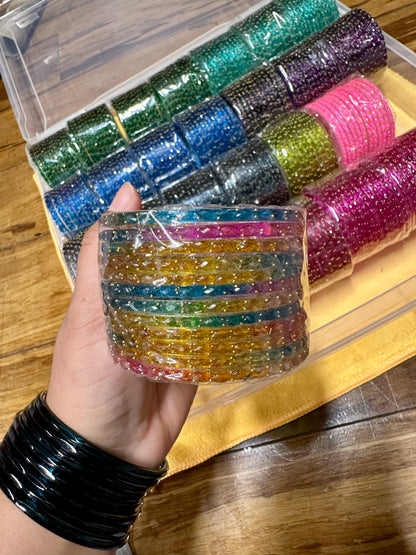 Trending Raindrop Glass Bangles(12 Bangles) 2.8